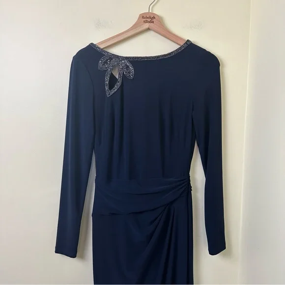 Ralph Lauren Embellished Evening Gown Navy Dress SZ 4 - Picture 3 of 14